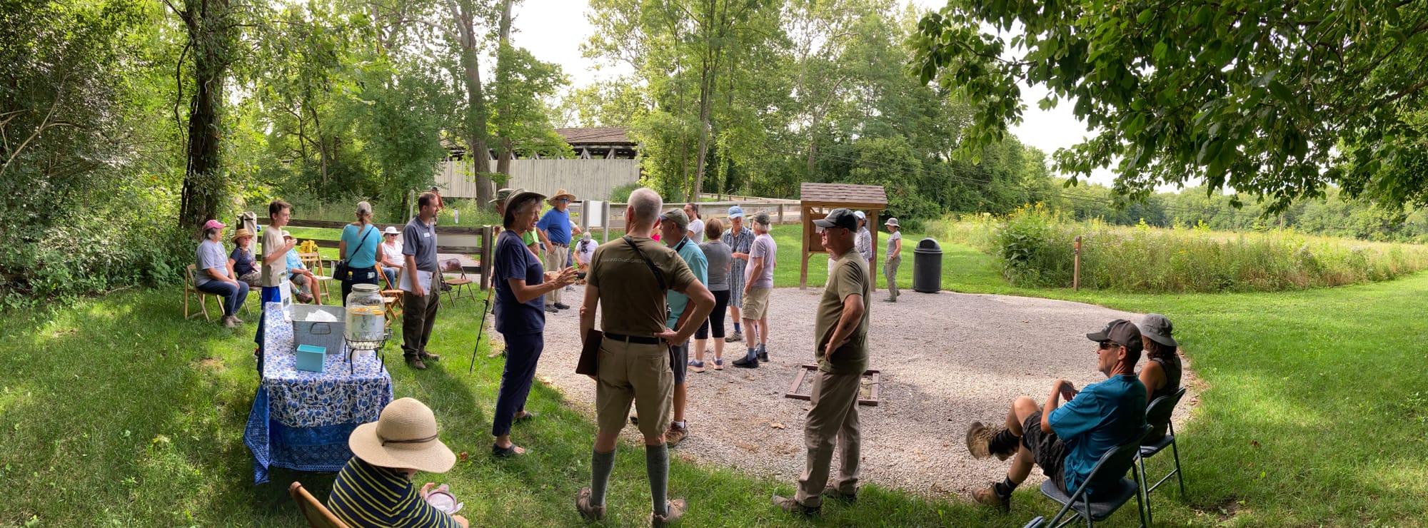 Wild Ones Miami Valley members learning about prairie restoration at Mill Race Preserve
